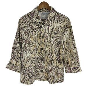 Chico's Trucker Style Animal Print Abstract Jacket Size 3 US XL